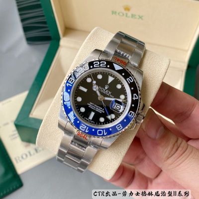 CTR Factory Fake Black ROLEX GMT-Master II 904L Steel Sapphire Glass Watch